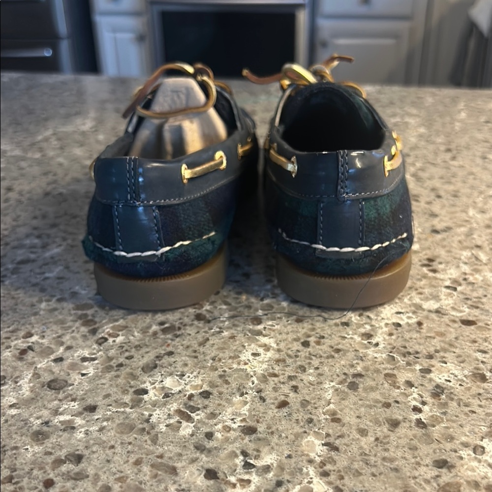Sperry Women’s A/O Boat Shoes, Navy/Green Plaid, Size 7.5, NIB - Picture 3 of 5